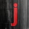 3D illustration red wooden plank letter j, lowercase alphabet