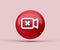 3D illustration of remove, cancel, reject or refuse video icon on red background with shadow