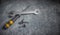 3d illustration of repairing tool wrench, claw hammer, and screwdriver