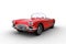 3D illustration of a retro convertible red roadster car isolated on a white background