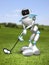 3D Illustration Robot Golfer