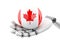 3d illustration. Robotic hand holding Canada flag icon