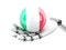 3d illustration. Robotic hand holding Italy flag icon