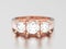 3D illustration rose gold three stone diamond ring