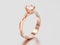 3D illustration rose gold traditional solitaire engagement diamond ring