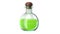 3d illustration of round glass flask with toxic green potion isolated on white