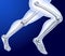 3D illustration of running man with skeleton from ankle to toe on dark blue background