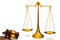 3d illustration scales and judges gavel