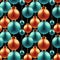 3d illustration. Seamless pattern of 70s retro Christmas globes.