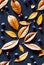 3d illustration seamless pattern of dried autumn leaves chestnut wild berri