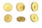 3d illustration Set of gold Afghan afghani coin in different angels on white background