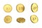 3d illustration Set of gold Algerian dinar coin in different angels on white background