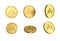 3d illustration Set of gold Jordanian dinar coin in different angels on white background