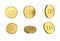 3d illustration Set of gold Libyan dinar coin in different angels on white background