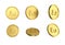 3d illustration Set of gold Omani rial coin in different angels on white background