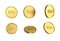 3d illustration Set of gold Serbian dinar coin in different angels on white background