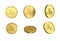 3d illustration Set of gold Yemeni rial coin in different angels on white background