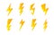 3D illustration set of yellow lightning signs