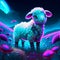 3d illustration of a sheep in the field at night, 3d rendering AI Generated