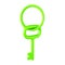 3D illustration of a shiny green key and key chain