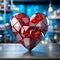 3D illustration of a shiny heart made of metal red and blue contrasting image It conveys love, understanding, hope, happiness,