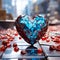 3D illustration of a shiny heart made of metal red and blue contrasting image It conveys love, understanding, hope, happiness,