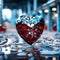 3D illustration of a shiny heart made of metal red and blue contrasting image It conveys love, understanding, hope, happiness,