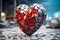 3D illustration of a shiny heart made of metal red and blue contrasting image It conveys love, understanding, hope, happiness,