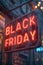 3d illustration of a sign for Black Friday. Black Friday sale design template. Illuminated banner