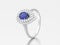 3D illustration silver decorative pear blue sapphire diamond ring