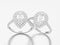 3D illustration silver two decorative pear diamond rings