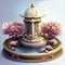 3d illustration of a small shrine with a lotus flower. Generative AI