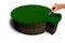 3D illustration soil with grass in the shape of a cake with a cut piece