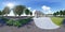 3d illustration spherical 360 degrees, seamless panorama of the courtyard and the house. 3d rendering.