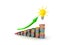 3D illustration of stair of books with green upward arrow and li