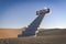 3D illustration. Stairs in the desert with a cloud with the number 2023. New Year 2023.