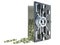 3d illustration of steel safe with money, over white background
