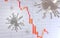 3D Illustration of a Stock Exchange Graph with Red Viruses, Bear Market, Melt Down