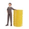 3d illustration successful bussinesman or investor presenting stack of money