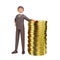 3d illustration successful bussinesman or investor presenting stack of money