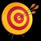 3d illustration of target arrows success shooting accuracy hitting