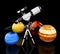 3d Illustration of telescope and planet of solar system, clipping path included