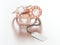 3D illustration three different rose red gold engagement diamond rings with rope tag