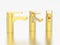 3D illustration three different view gold faucets