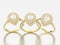 3D illustration three gold decorative pear diamond rings