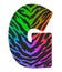 3D illustration Tiger black rainbow print letter G, animal skin fur decorative character G, Tiger 7 colors pattern.