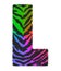 3D illustration Tiger black rainbow print letter L, animal skin fur decorative character L, Tiger 7 colors pattern.