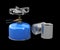 3d Illustration of Tin cans and Camping stove, isolated black