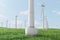 3d illustration, turbine on the grass. Concept alternative electricity source. Eco energy, clean Energy