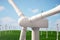 3d illustration, turbine on the grass. Concept alternative electricity source. Eco energy, clean Energy